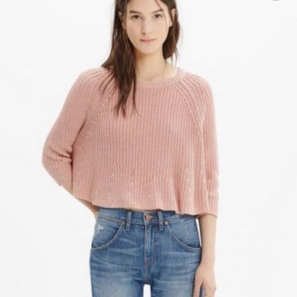 Madewell Pink Swing Crop Sweater